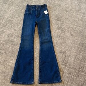Free People Dark Blue High Rise Flare Jeans